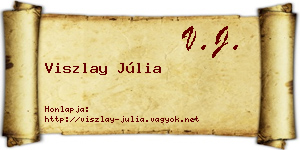 Viszlay Júlia névjegykártya